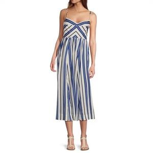 Antonio Melani Kismet Printed Cotton Stripe Sweetheart Neckline Maxi Dress SZ 12